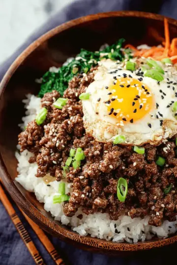 Korean Ground Beef and Rice Bowls