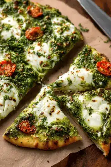 Cheesy Spinach Pesto Flatbread