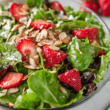 Green Salad with Strawberries and Sugared Almonds
