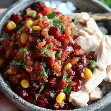 Spicy Cranberry Corn Salsa Turkey Bowl