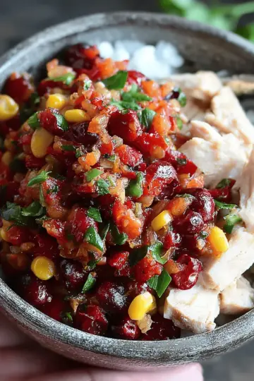 Spicy Cranberry Corn Salsa Turkey Bowl