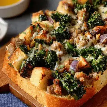 Ciabatta Stuffing with Sausage and Broccoli Rabe