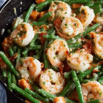 Sweet Potato Green Beans Shrimp Skillet