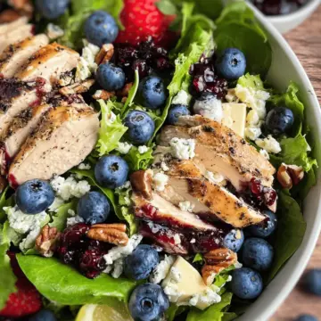 Berry Blue Cheese Salad with Chicken and Blueberry Balsamic Dressing