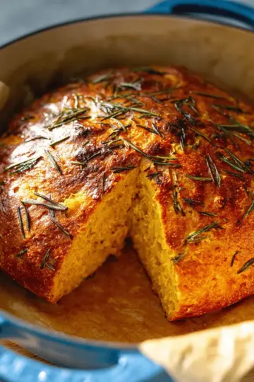 Pumpkin No Knead Bread with Rosemary and Olive Oil (Dutch Oven)