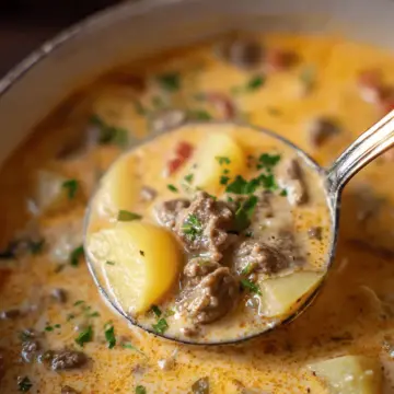 Cheesy Beef and Potato Soup