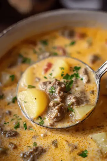 Cheesy Beef and Potato Soup