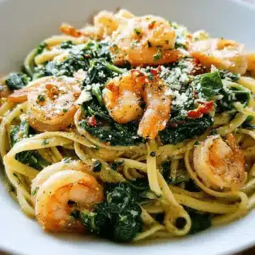 Spinach and Shrimp Linguine