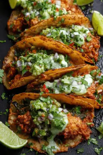 Crispy Poblano Chicken Tacos with Avocado-Jalapeño Salsa