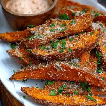 Garlic Parmesan Sweet Potato Wedges