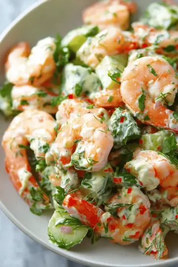 Shrimp salad with cilantro mayonnaise
