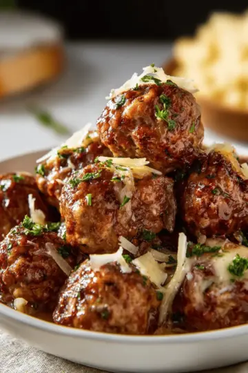 Crockpot French Onion Meatballs