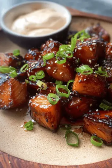Honey and Soy Sauce Glazed Salmon Bites