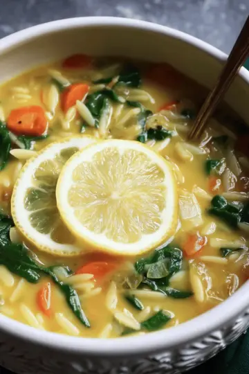 Lemon and Spinach Orzo Soup