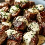 Garlic Butter Steak Bites with Parmesan Cream Sauce Recipe