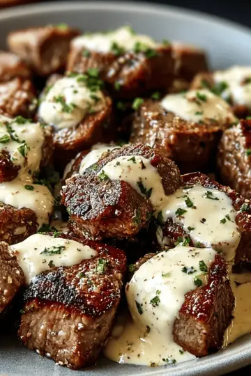Garlic Butter Steak Bites with Parmesan Cream Sauce Recipe