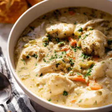 One Pot Chicken Dumpling Soup (with refrigerated biscuit dough!)