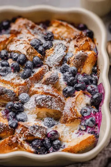 Blueberry Croissant French Toast Bake