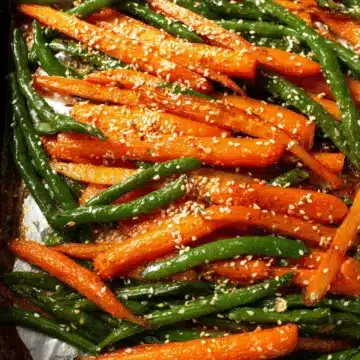 Honey Roasted Carrots with Green Beans and Sesame Seeds