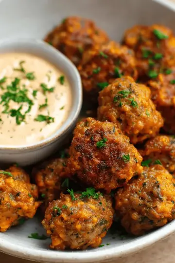 Creole Sausage Balls with Remoulade Dipping Sauce