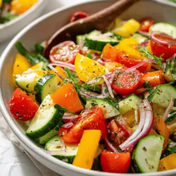 Chopped Vegetable Salad + Garlic Dressing