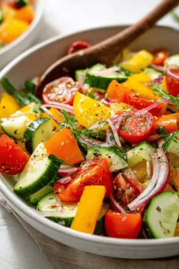 Chopped Vegetable Salad + Garlic Dressing