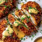 Pretzel Crusted Chicken with Cheddar-Mustard Sauce