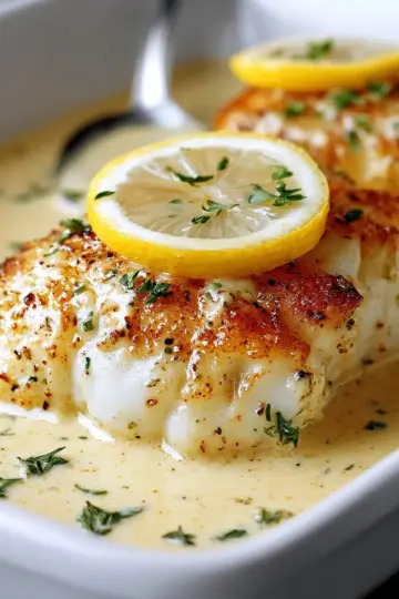 Tasty Baked Cod in Coconut Lemon Cream Sauce