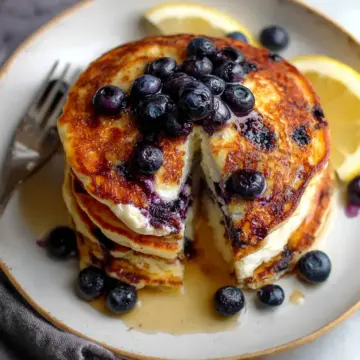 Lemon Blueberry Cottage Cheese Pancakes