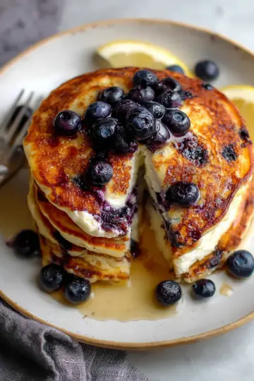 Lemon Blueberry Cottage Cheese Pancakes