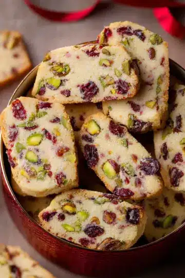Cranberry Pistachio Shortbread Cookies