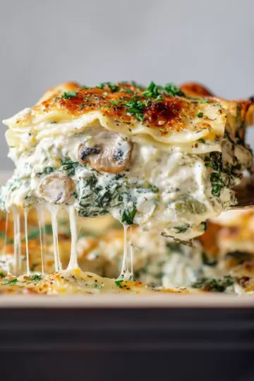 Creamy Spinach and Mushroom Lasagna