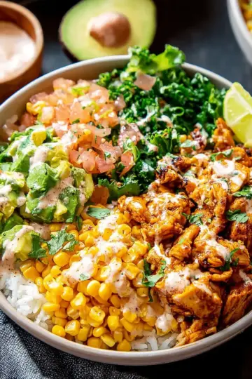 Street Corn Chicken Rice Bowls