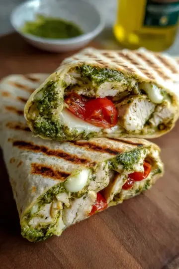 Pesto Chicken Wrap With Mozzarella & Tomato