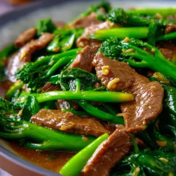 Beef and Chinese broccoli stir-fry