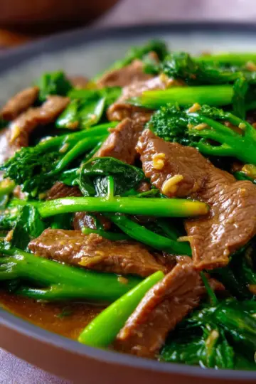 Beef and Chinese broccoli stir-fry