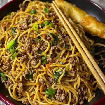 Mongolian Ground Beef Noodles
