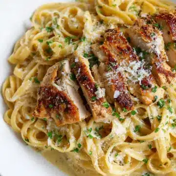 Garlic parmesan pasta with chicken (no cream)