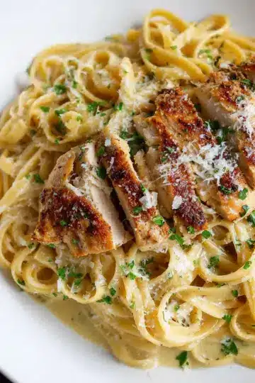 Garlic parmesan pasta with chicken (no cream)