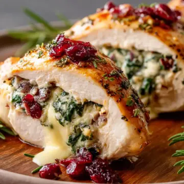 Cranberry & Spinach Stuffed Chicken Breasts with Brie