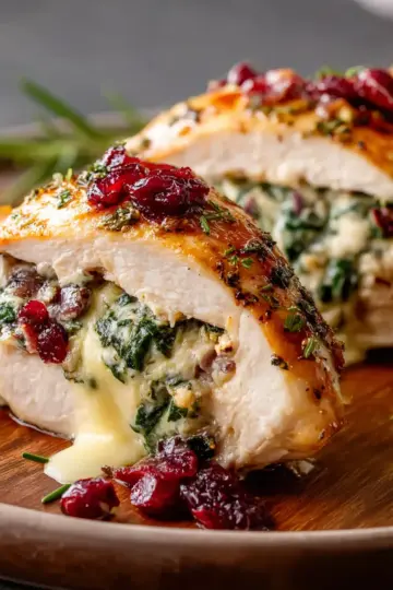 Cranberry & Spinach Stuffed Chicken Breasts with Brie
