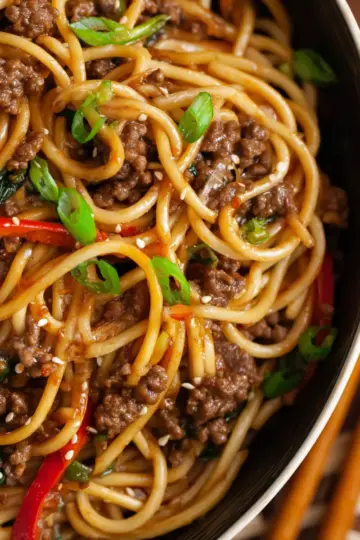 Mongolian Ground Beef Lo Mein