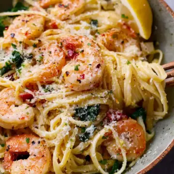 Lemon Garlic Parmesan Shrimp Pasta