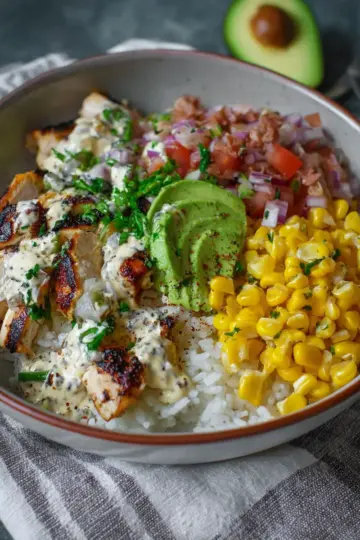 Street Corn Chicken Rice Bowl