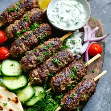 Beef Kofta Kebabs with Tzatziki Sauce