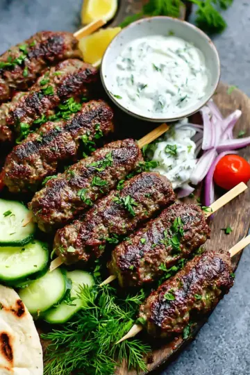 Beef Kofta Kebabs with Tzatziki Sauce