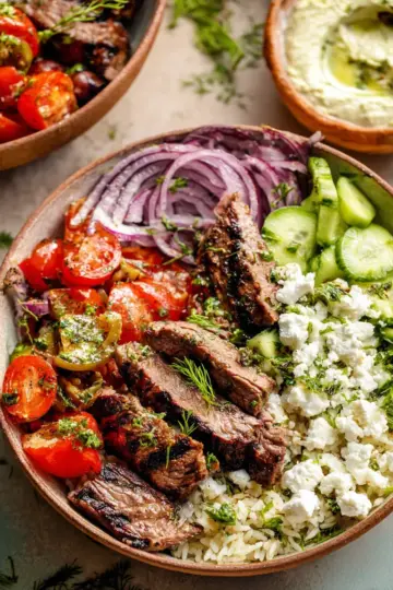 Mediterranean Steak and Rice Bowls