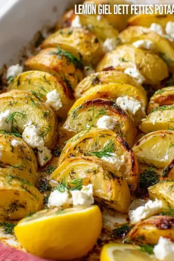 Lemon Feta Dill Roasted Greek Potatoes