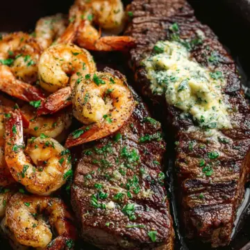 Garlic Butter Skillet Steak and Shrimp