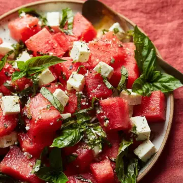 Watermelon Feta Basil Salad